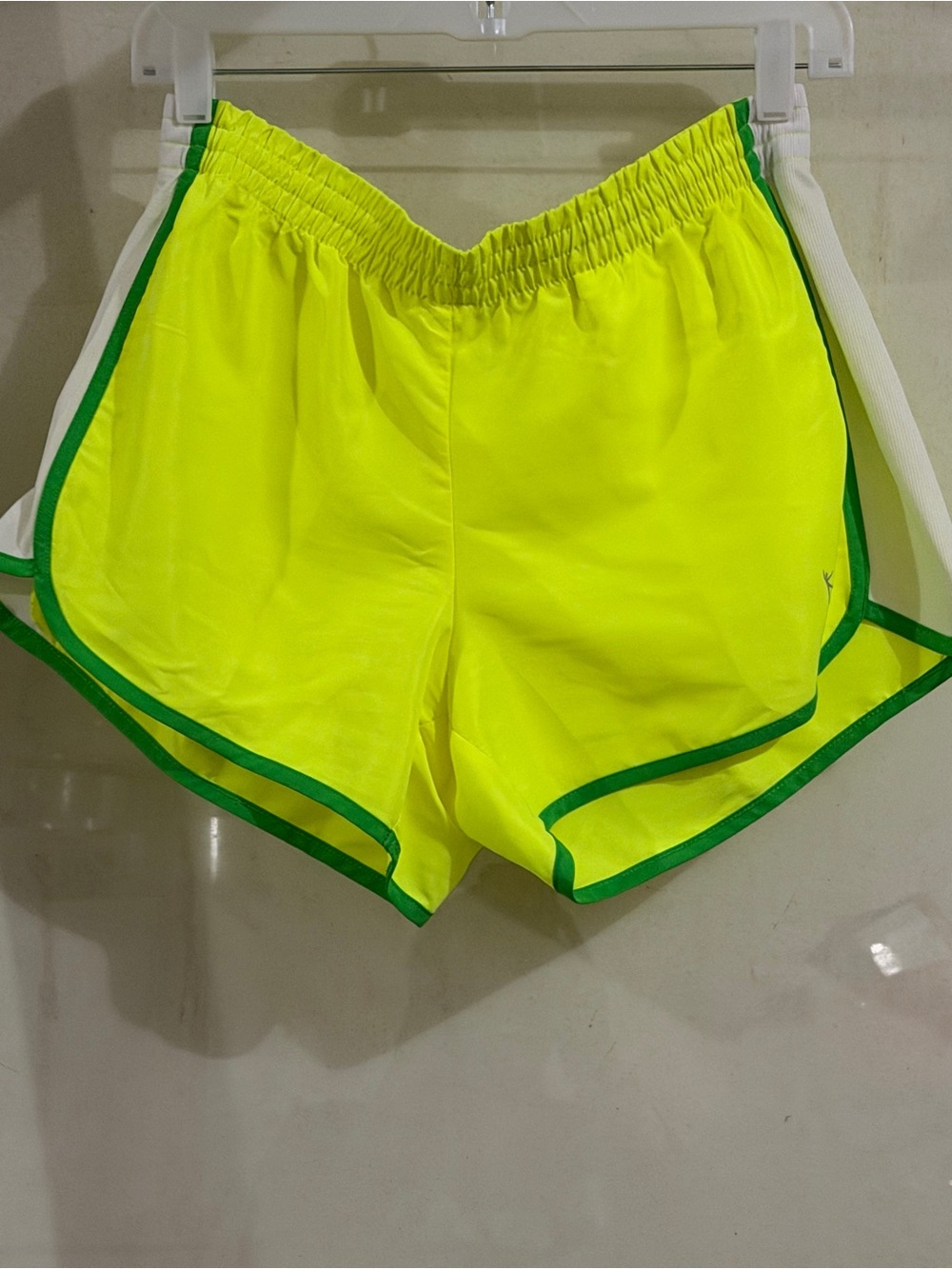 Danskin Neon Yellow Athletic Shorts with Green Trim